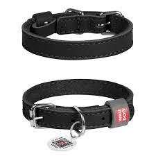 Collar WAUDOG Clasic нашийникдля собак зі шкіри та бавовни M ( ш - 20мм, дл - 30-39мм)чорній