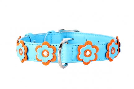 Collar Glamour нашийник з прикрасами аплікація блакитний 35мм/46-60см