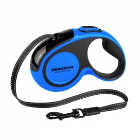 BronzeDog Ni, рулетка для собак, до 20кг, 5м, синя