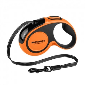 BronzeDog Ni, рулетка для собак, до 20кг, 5м, помаранчева