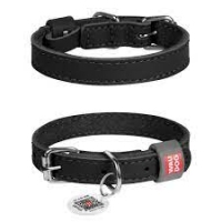 Collar WAUDOG Clasic нашийникдля собак зі шкіри та бавовни M ( ш - 20мм, дл - 30-39мм)чорній