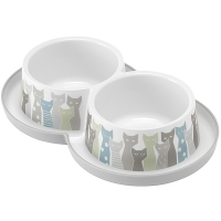 Moderna Double Trendy Dinner Maasai МОДЕРНА подвійна миска для кішок 2*0.350 мл., d-10см сіро-біла