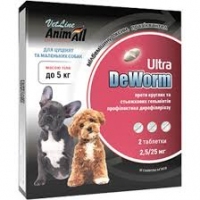 Animall VetLine DeWorm Ultra, антигельмінтні таблетки для собак та цуценят, до 5кг (1шт)
